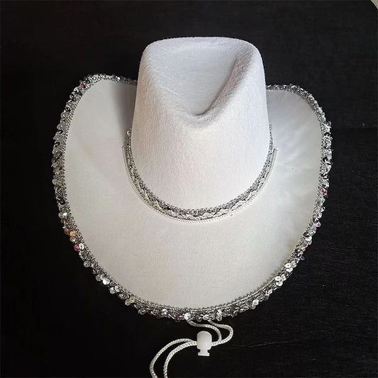 Hats Fabric Bride Cowboy Hat Wedding Valentine'S Day Fashion Wedding with Crystals Headpiece Headwear