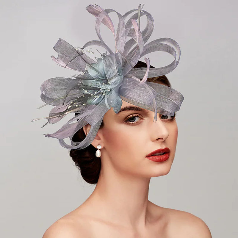 Feathers / Net Fascinators / Hats / Headpiece with Feather / Cap / Flower 1 PC Wedding / Party / Evening / Melbourne Cup Headpiece