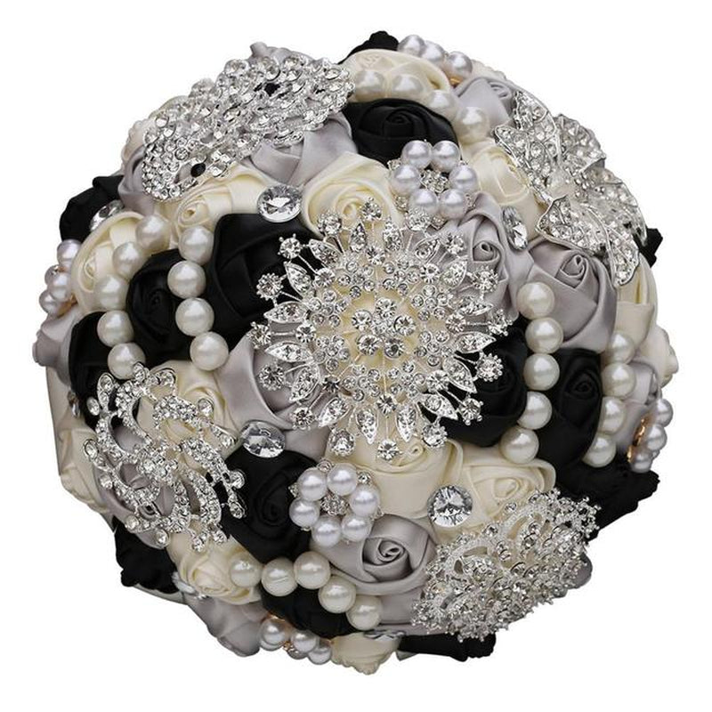 14 Colors 1Piece Elegant Ivory Flower Bouquet Stunning Pearls Beaded Crystal Bouquet De Mariage Wedding Flowers Bridal Bouquets