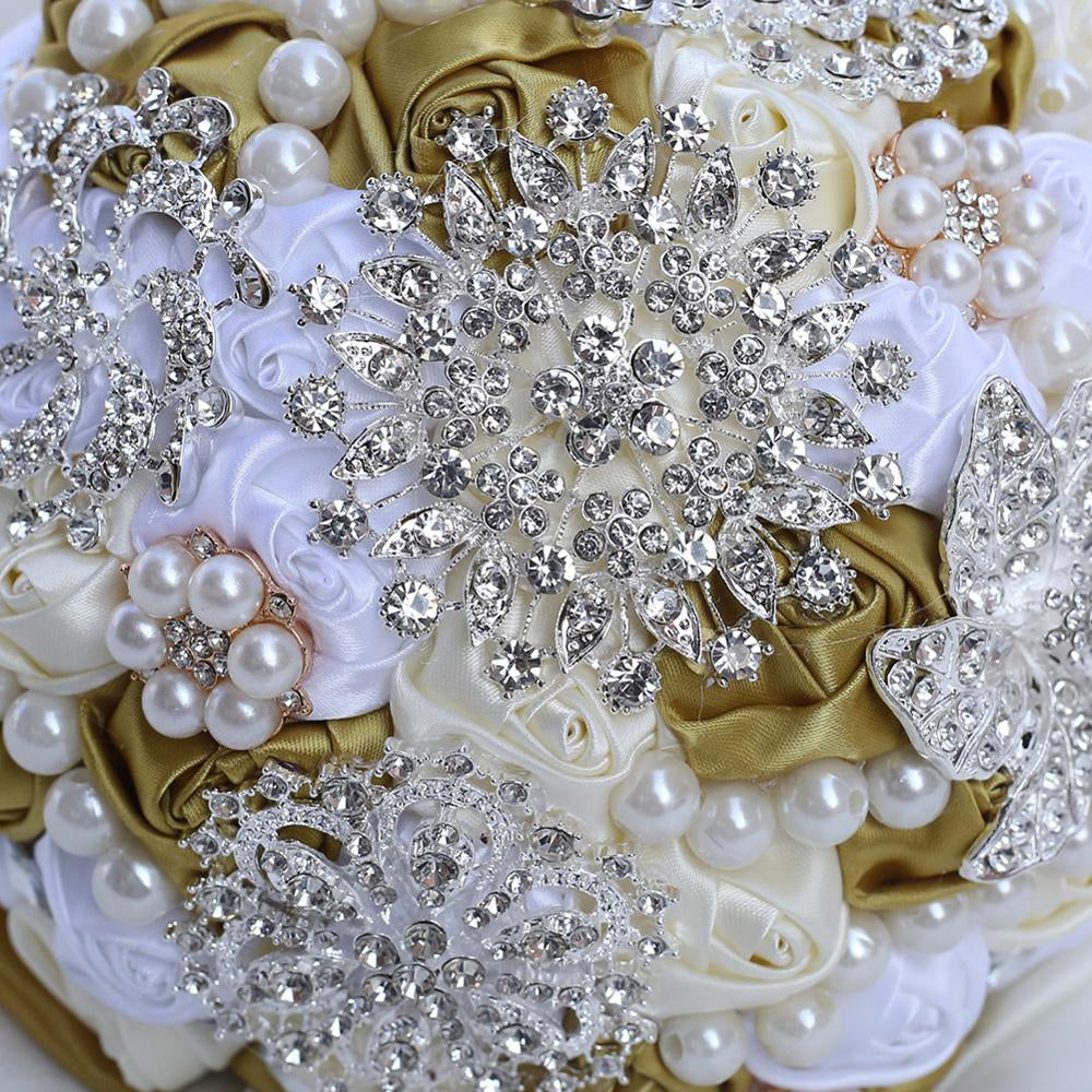 14 Colors 1Piece Elegant Ivory Flower Bouquet Stunning Pearls Beaded Crystal Bouquet De Mariage Wedding Flowers Bridal Bouquets