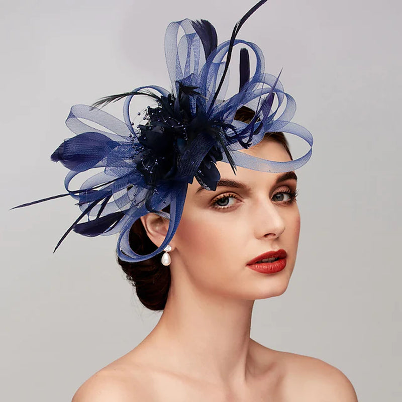 Feathers / Net Fascinators / Hats / Headpiece with Feather / Cap / Flower 1 PC Wedding / Party / Evening / Melbourne Cup Headpiece