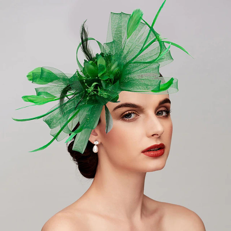 Feathers / Net Fascinators / Hats / Headpiece with Feather / Cap / Flower 1 PC Wedding / Party / Evening / Melbourne Cup Headpiece