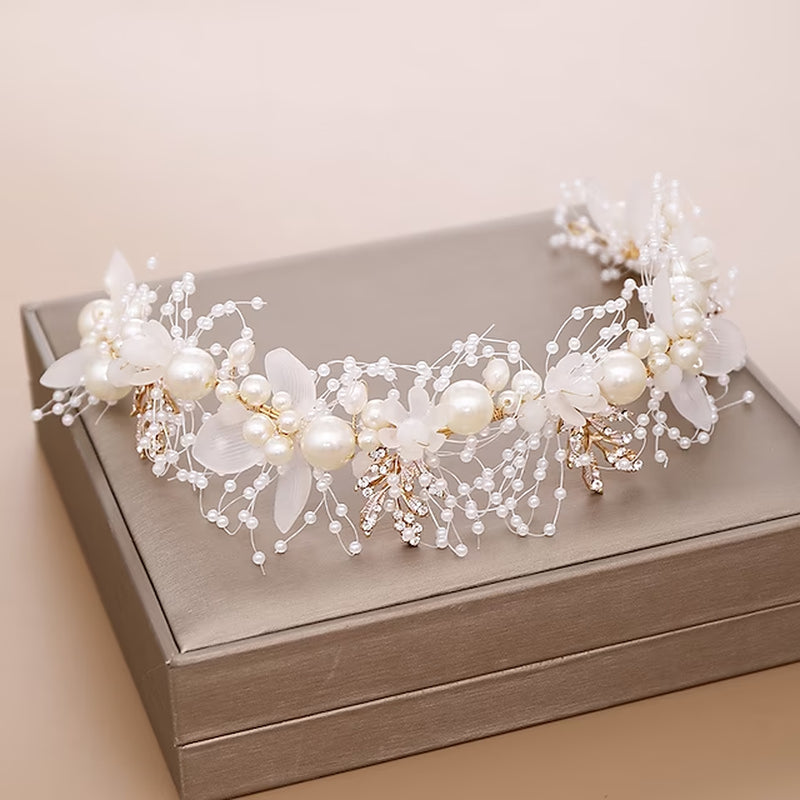 Crown Tiaras Headbands Headpiece Imitation Pearl Rhinestone Wedding Party / Evening Retro Sweet with Faux Pearl Crystal / Rhinestone Headpiece Headwear