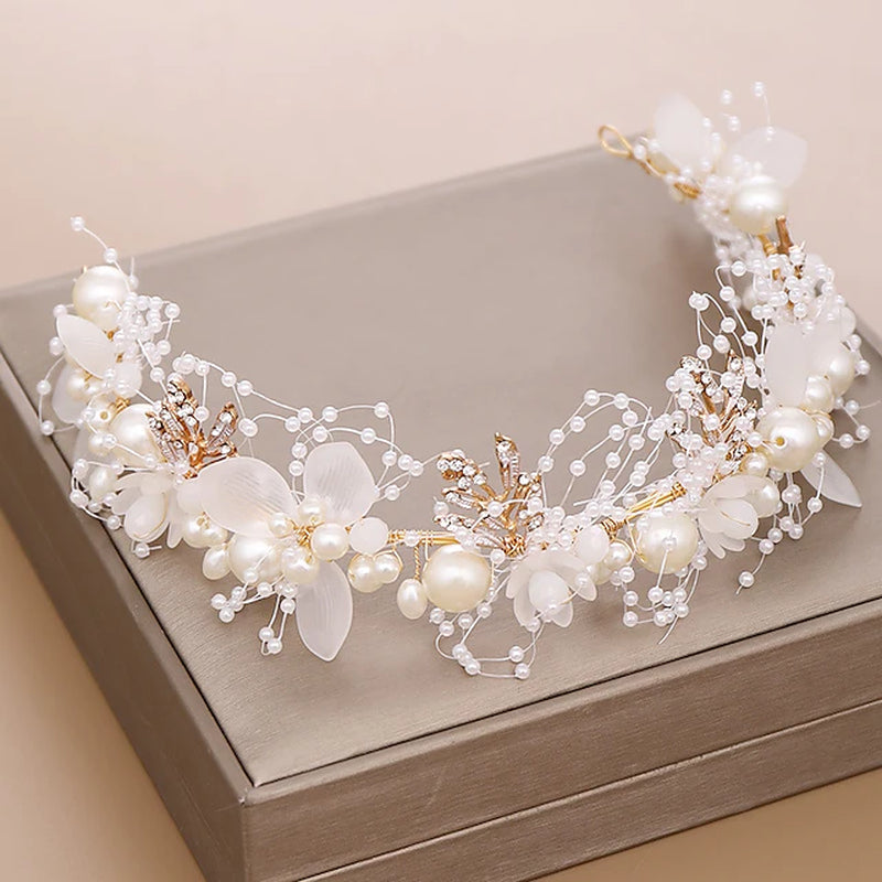 Crown Tiaras Headbands Headpiece Imitation Pearl Rhinestone Wedding Party / Evening Retro Sweet with Faux Pearl Crystal / Rhinestone Headpiece Headwear