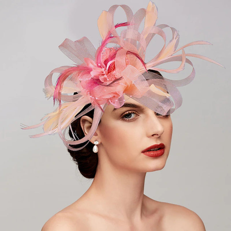 Feathers / Net Fascinators / Hats / Headpiece with Feather / Cap / Flower 1 PC Wedding / Party / Evening / Melbourne Cup Headpiece