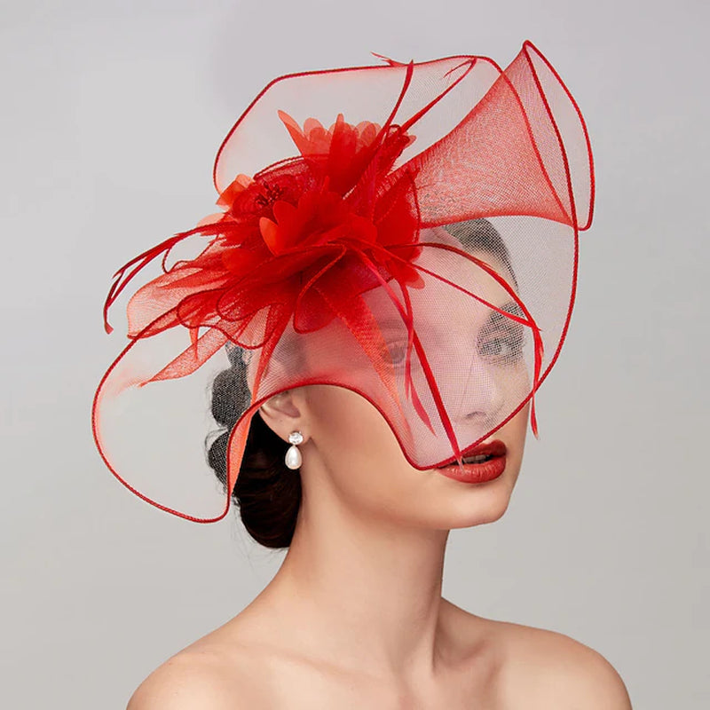 Feathers / Net Fascinators / Hats / Headpiece with Feather / Cap / Flower 1 PC Wedding / Horse Race / Melbourne Cup Headpiece