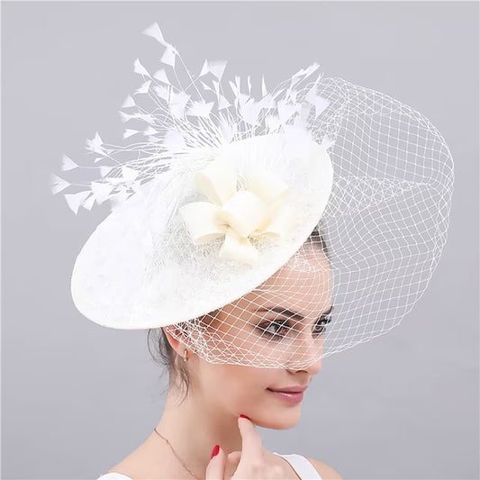 Fascinators Sinamay Wedding Kentucky Derby Lady Bridal with Feather Headpiece Headwear