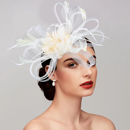 Feathers / Net Fascinators / Hats / Headpiece with Feather / Cap / Flower 1 PC Wedding / Party / Evening / Melbourne Cup Headpiece