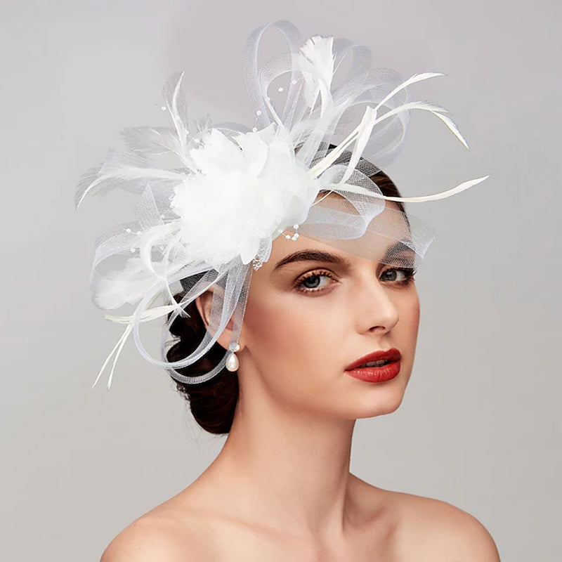 Feathers / Net Fascinators / Hats / Headpiece with Feather / Cap / Flower 1 PC Wedding / Party / Evening / Melbourne Cup Headpiece